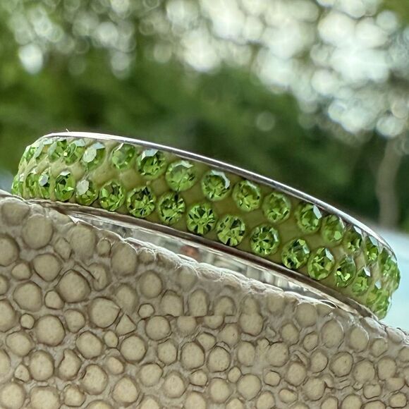 Green Crystal Stainless Steel Eternity Band – Size 7.5  Sparkle Ring - Picture 10 of 17